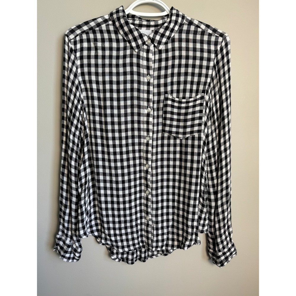 Abound Black White Gingham Plaid Button Up Shirt Oversized Cottagecore Preppy S
